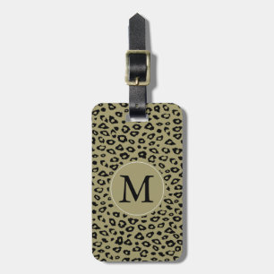 Gold Black Leopard Print Monogram Gepäckanhänger