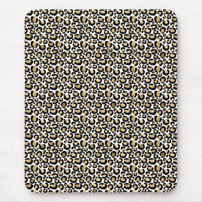 Gold Black Leopard Print Mousepad (Vorne)