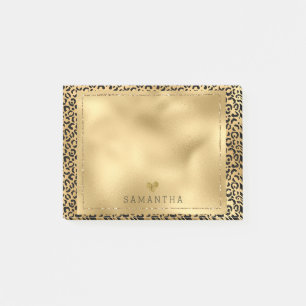 Gold Black Leopard Print Personalisiert Post-it Klebezettel