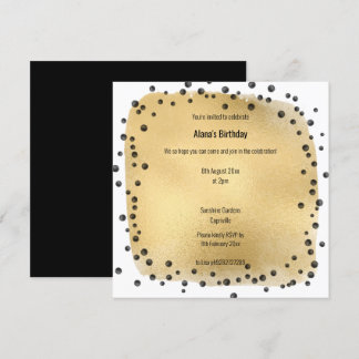 GOLD BLACK LEOPARD TIERE DIAMOND SQUARE GEBURTSTAG EINLADUNG