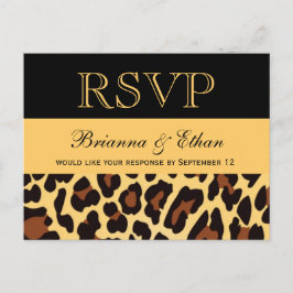 Gold Black Leopard UAWG Wedding Response Einladungspostkarte