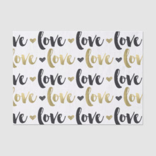 Gold Black Liebe Heart Seidenpapier