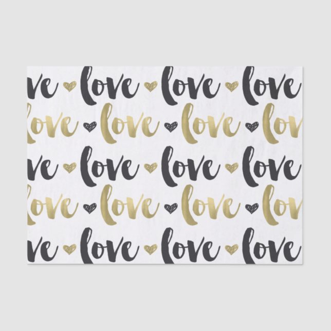 Gold Black Liebe Heart Seidenpapier (Vorderseite)