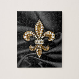 Gold Black Lilie Satin Jewel Puzzle
