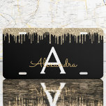 Gold Black Luxe Glitzer Glam Monogram Name US Nummernschild<br><div class="desc">Monogram Name und Initial License Plate Cover für den Gold und Black Sparkle Glitzer. Das macht den perfekten 16 Geburtstag,  Hochzeit,  Brautparty,  Jubiläum,  Babydusche oder Junggeselinnen-Abschied Geschenk für jemanden,  der Lieben glamourösen Luxus und schicke Stile.</div>