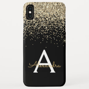 Gold Black Luxury Glitzer Elegantes Monogramm Case-Mate iPhone Hülle