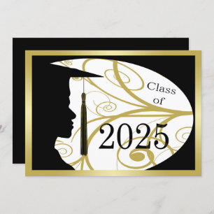Gold/Black Man Silhouette 2025 Graduation Party Einladung