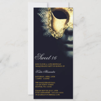 Gold Black Masquerade Sweet 16 Geburtstag Einladun Einladung