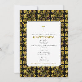 Gold Black Meander Grithodoxe Taufe Einladung