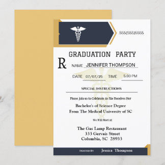 Gold Black Medical Prescription Pad Abschluss Einladung