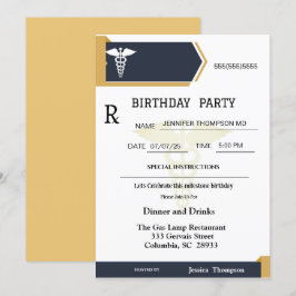 Gold Black Medical Prescription Pad Geburtstag Einladung