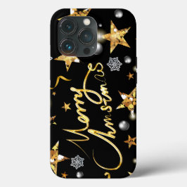 Gold Black Metallic Luxus Mode Merry Xmas Case-Mate iPhone Hülle