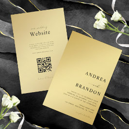 Gold & Black Metallic QR Code Einladung