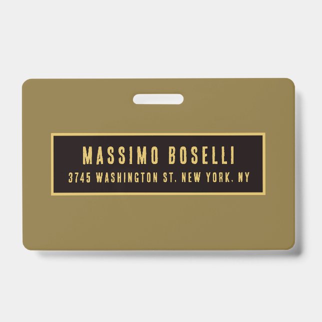 Gold & Black Minimalist Professional Modern Ausweis (Vorderseite)