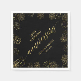 Gold & Black Modern 50. Hochzeitsjubiläum Party Serviette