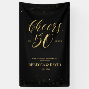 Gold & Black Modern 50. Hochzeitstag Banner