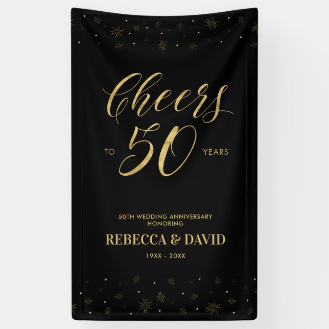Gold & Black Modern 50. Hochzeitstag Banner (Vertikal)