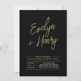 Gold & Black Modern All Occassion Party Event Invi Einladung