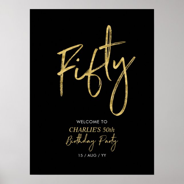Gold & Black Modern Birthday Party Welcome Poster (Vorne)