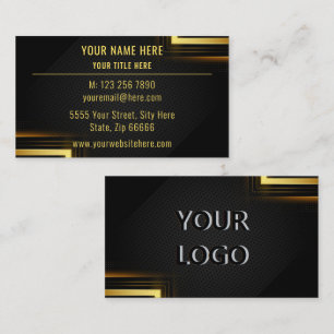 Gold Black Modern Business Card mit Logo Visitenkarte