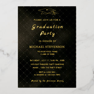Gold Black Modern Design Grad Party Einladung