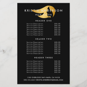 Gold & Black Modern Hair Stylist Salon Flyer