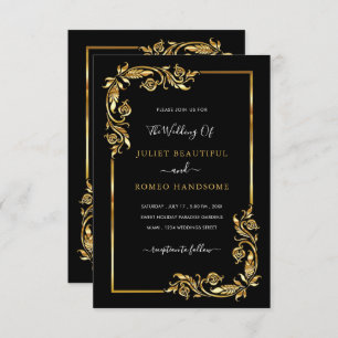 Gold Black Modern Luxury Wedding Einladung
