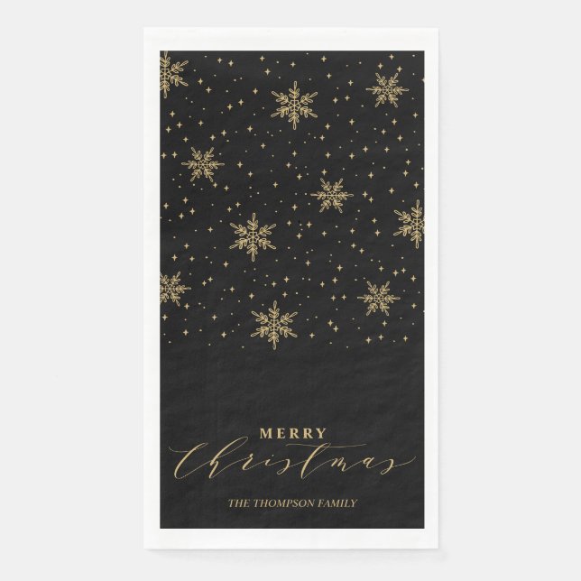 Gold & Black Modern Merry Christmas Party Napkins Serviette (Vorderseite)