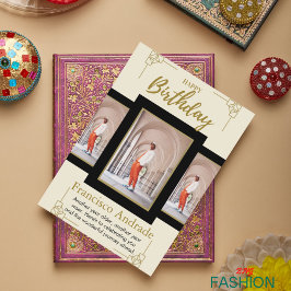 Gold & Black Modern Minimal Geburtstagskarte Einladung