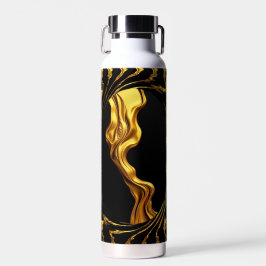 Gold Black Monochrome Achempo Opulent Swirl Liquid Trinkflasche