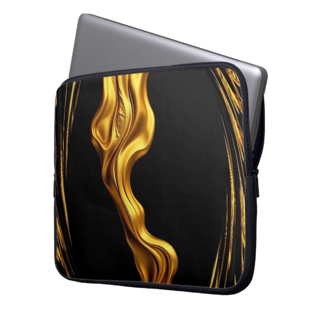 Gold Black Monochrome Christian Achempong Swirl  Laptopschutzhülle (Vorderseite Links)