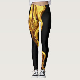 Gold Black Monochrome: Opulent Swirl Achempong    Leggings