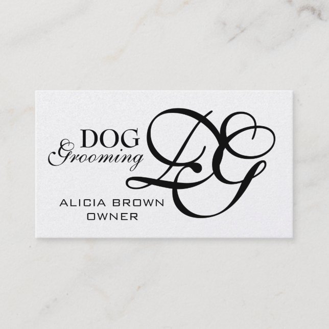 Gold Black Monogram Dog Grooming Business Cards Visitenkarte (Vorderseite)