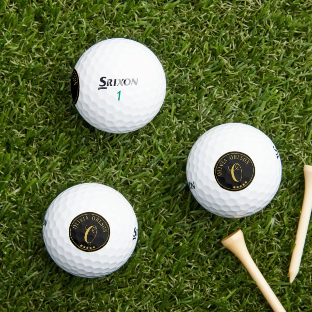 Gold Black Monogram individuelle Name Srixon Golfball (Insitu Gras)