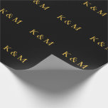 Gold Black Monogram Initials Bride Groom Wedding Geschenkpapier<br><div class="desc">Entworfen mit Textvorlage für mit Monogramm Initialen,  die Sie anpassen können! Sie können auch die Farben nach Ihren Wünschen ändern.</div>