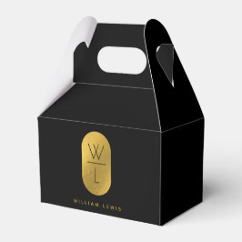 Gold & Black Monogram Modern Minimalistisch Geschenkschachtel