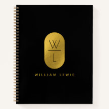 Gold & Black Monogram Modern Minimalistisch