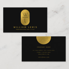 Gold & Black Monogram Modern Minimalistisch Visitenkarte