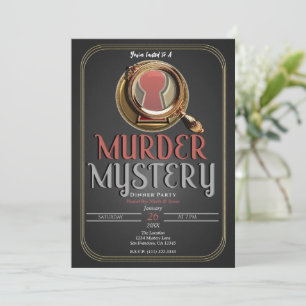 Gold & Black Mörder-Mystery-Spiel Geburtstagsfeier Einladung