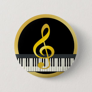 Gold Black Music Symbol Piano Board Clefs Notes Button