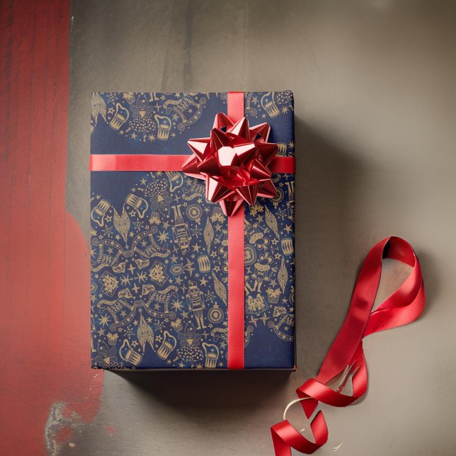 Gold & Black Nutcracker Fairies Wrapping Paper Geschenkpapier (Von Creator hochgeladen)