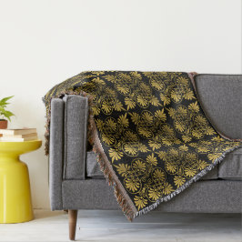 Gold Black Old Greece Meander Muster Decke