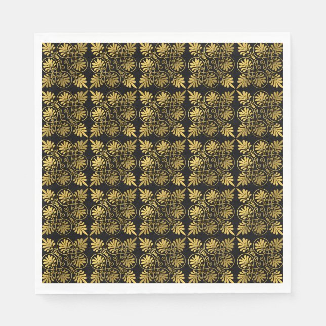 Gold Black Old Greece Meander Muster Serviette (Vorderseite)