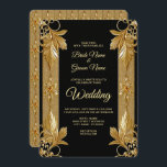 Gold Black Ornate Floral Wedding Invitation Einladung<br><div class="desc">Beautiful Gold Black Ornate Floral Wedding Invitation</div>