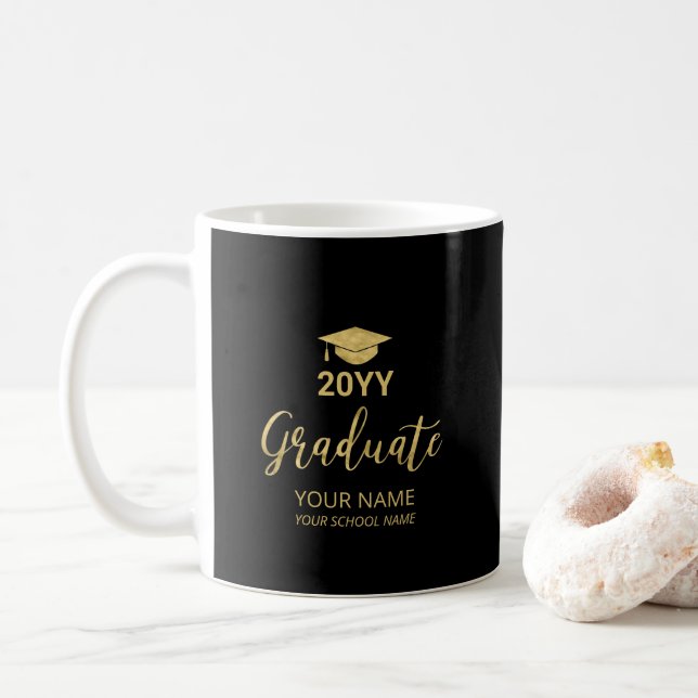 Gold & Black Personalisiert Abschluss Geschenke Ta Kaffeetasse (Mit Donut)