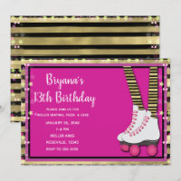 Gold Black & Pink Roller Skaten Geburtstagsparty