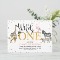 Gold Black Pink Wild One Safari Tiere Geburtstag