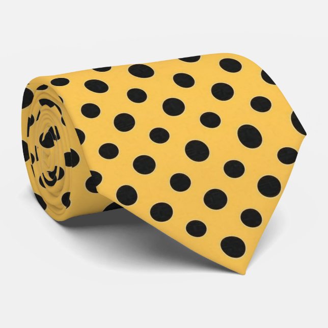 Gold & Black Polka Dot Krawatte (Gerollt)