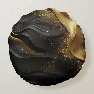 Gold Black Prinkle Rundes Kissen