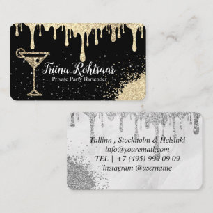 Gold Black Private Party Barkeeper Business Card Visitenkarte